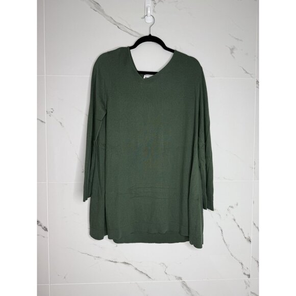 Planet by Lauren G one Size Green Tunic Knit Sweater Minimalist Lagenlook - Picture 1 of 10